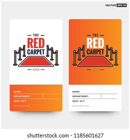 Welcome with Red Carpet Vector Illustration in Flat Style Tag ID Card