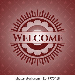 Welcome red icon or emblem