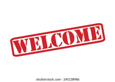 WELCOME Red Rubber Stamp Vector over a white background.