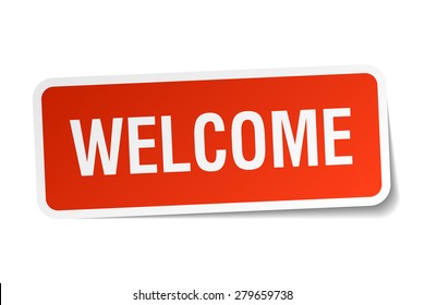 Welcome Red Square Sticker Isolated On Stock Vector (Royalty Free ...