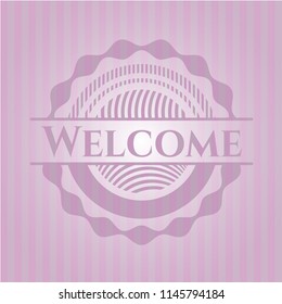 Welcome retro style pink emblem
