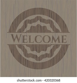 Welcome retro wood emblem