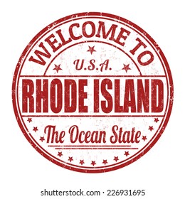 Welcome to Rhode Island grunge rubber stamp on white background, vector illustration