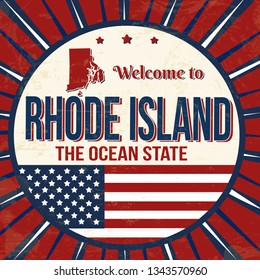 Welcome to Rhode Island vintage grunge poster, vector illustration