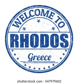 Welcome to Rhodos grunge rubber stamp on white background, vector illustration