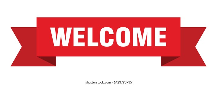 welcome ribbon sticker. welcome sign. welcome banner