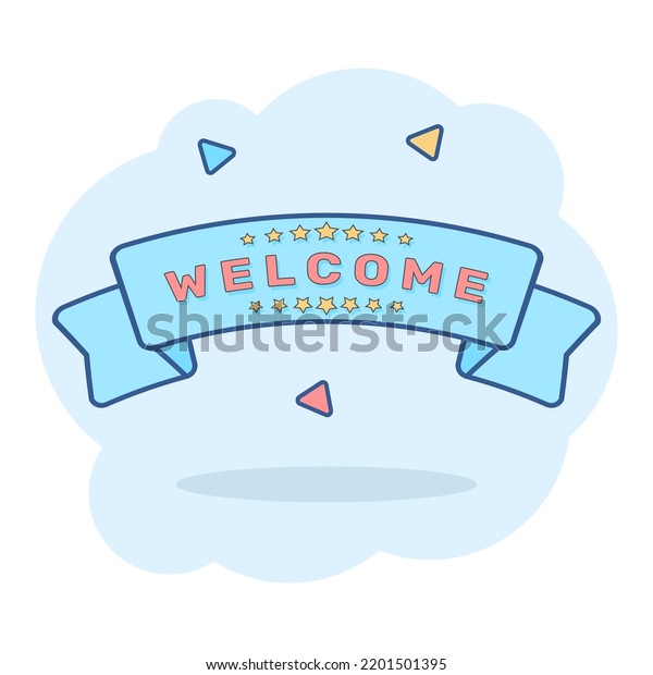Welcome Ribbon Vector Icon Comic Style Stock Vector (Royalty Free ...