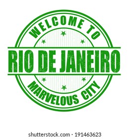 Welcome to Rio de Janeiro, Marvelous City grunge rubber stamp on white, vector illustration