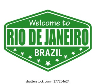 Welcome to Rio de Janeiro travel label or stamp on white, vector illustration