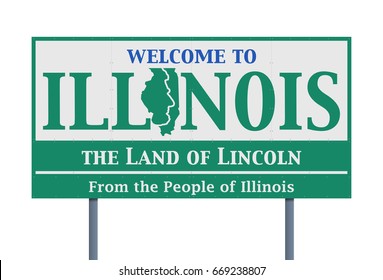 Welcome road sign of the state of Illinois