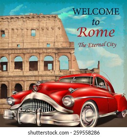 Welcome to Rome retro poster.