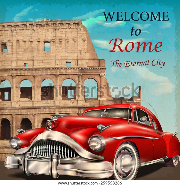 Welcome to Rome retro\
poster.