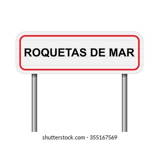 Welcome to Roquetas de Mar, Spain road sign vector