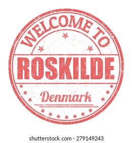 Welcome to Roskilde grunge rubber stamp on white background, vector illustration