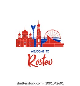 Welcome to Rostov. Concept Russian landmarks. Vector illustration.