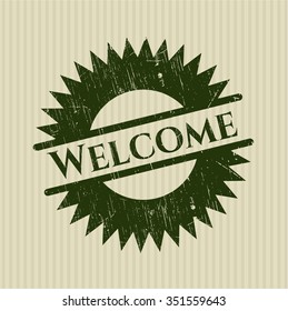 Welcome rubber grunge stamp