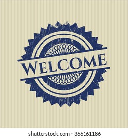 Welcome rubber grunge stamp