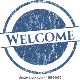 Sello de textura grunge de goma de bienvenida