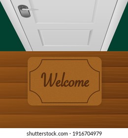 Welcome rug, great design for any purposes. Cartoon icon. Vector, isolated. Vector sign. Welcome home.