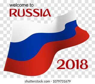 Welcome to Russia 2018 background with national flag.