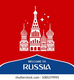 Welcome to Russia. Design template with modern traditional elements of church. Vector illustration