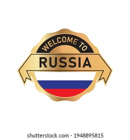Welcome to RUSSIA logo badge with  flag