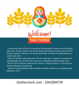 Welcome to Russia. Travel to Russia. Set of clipart Russian traditional items. Russian souvenir. Vector illustration.