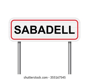 Willkommen bei Sabadel, Spanien Vektorillustration für Straßenschilder