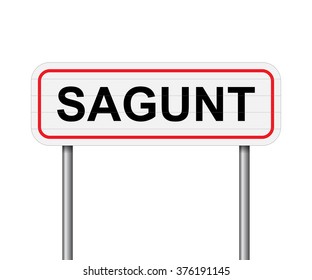 Welcome to Sagunt, Spain road sign vector