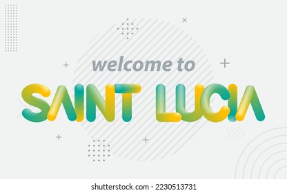 Welcome To Saint Lucia. Creative Typography with 3d Blend effect
