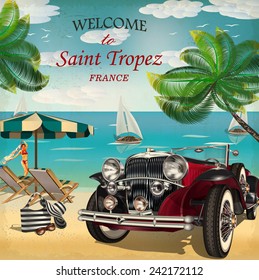 Welcome to Saint Tropez  retro poster.