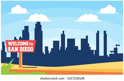 welcome to san diego with love, vector illustration