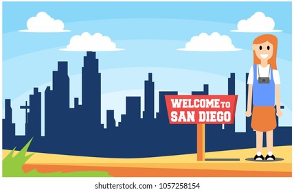 welcome to san diego with love, vector illustration