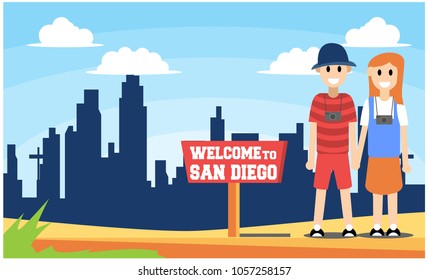 welcome to san diego with love, vector illustration