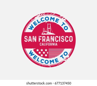 Welcome to San Francisco Golden Gate Bridge Sign Badge 