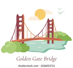 Welcome to San Francisco. Vector illustration of Golden Gate Bridge