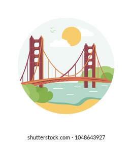 Welcome to San Francisco. Vector illustration of Golden Gate Bridge