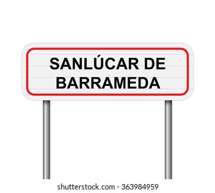 Welcome to Sanlucar de Barrameda, Spain road sign vector