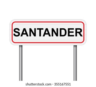 Welcome to Santander, Spain road sign vector