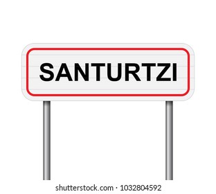 Welcome to Santurtzi, Spain road sign vector