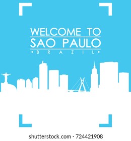 Welcome to Sao Paulo Brazil Skyline City Flyer Design Vector art.