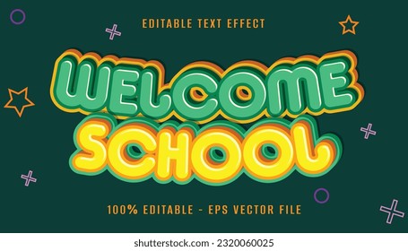 welcome school 3d text effect design with chalk background