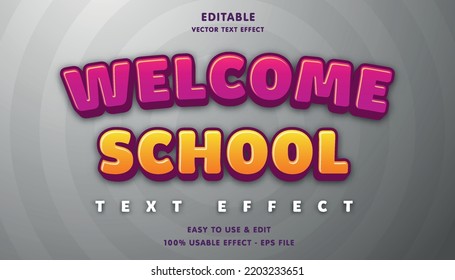 welcome school editable text effect with modern and simple style, usable for logo or campaign title