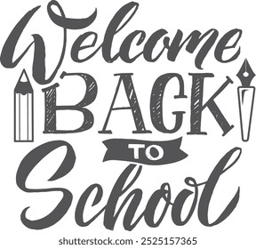 Welcome to school lettering. Autumn kid logo calligraphy
