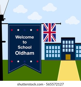 Welcome to School Oldham, Vertical Flag and United Kingdom Flag