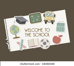 welcome to school over brown background vector illustration