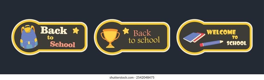 Welcome to School Vector Illustration with Fun Back-to-School Elements for Educational and Classroom-Themed Designs 