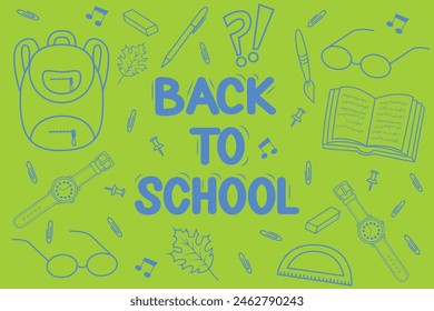 Welcome to school, web banner, vector illustration. The "Back to School" web template. Vector illustration, yellow and blue background.
