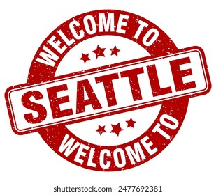 Welcome to Seattle stamp. Seattle round sign isolated on white background