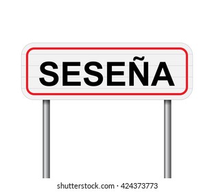 Welcome to Sesena Spain road sign vector